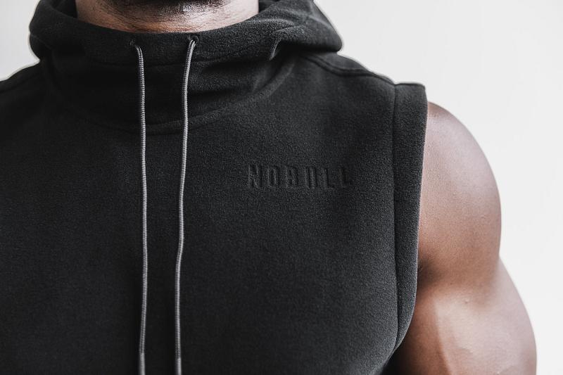 Men's Nobull Arctic Sleeveless Pullover Hoodie Black | SG D2520F